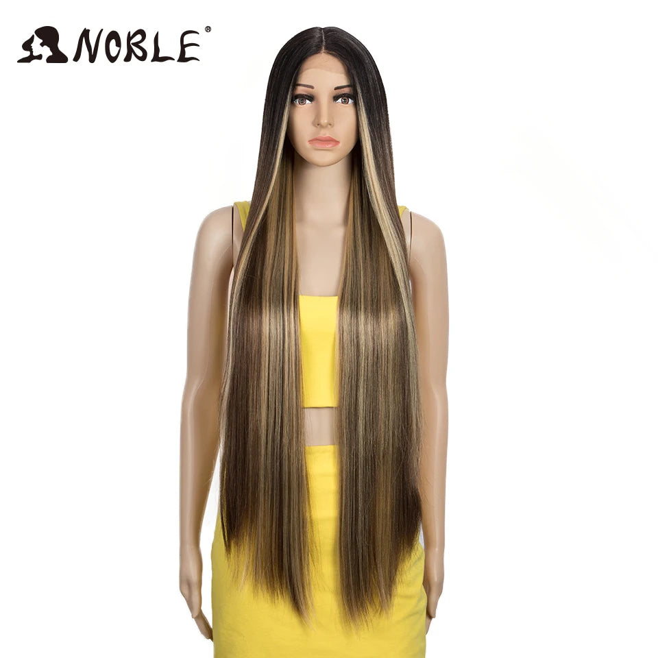 Hair Extensions and Wigs
Noble Cosplay Wigs For Black Women Straight Synthetic Lace WIg 38 Inch Ombre Blonde Lace Wig Cosplay Blonde Synthetic Lace Wig