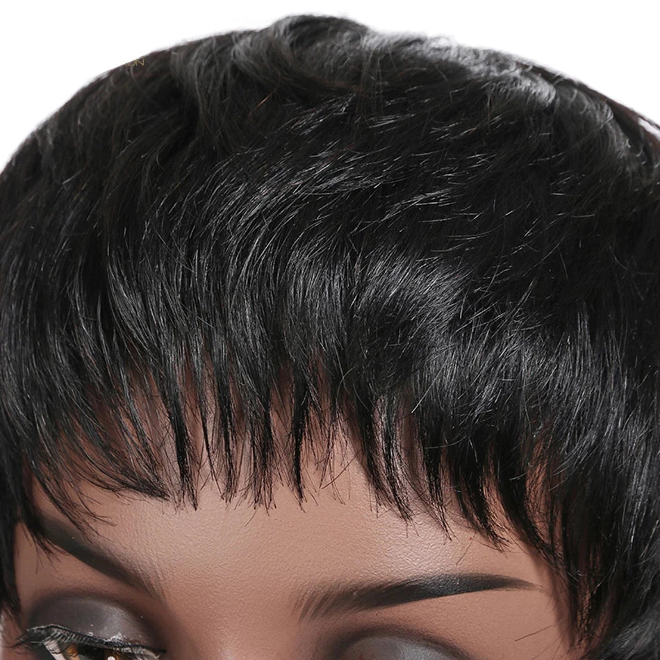 Hair Extensions and Wigs
Short Bob Wig Straight Human Hair Wigs With Bangs Non Lace Front Wigs For Women Pixie Cut Wig Natural Color Full Machine Made