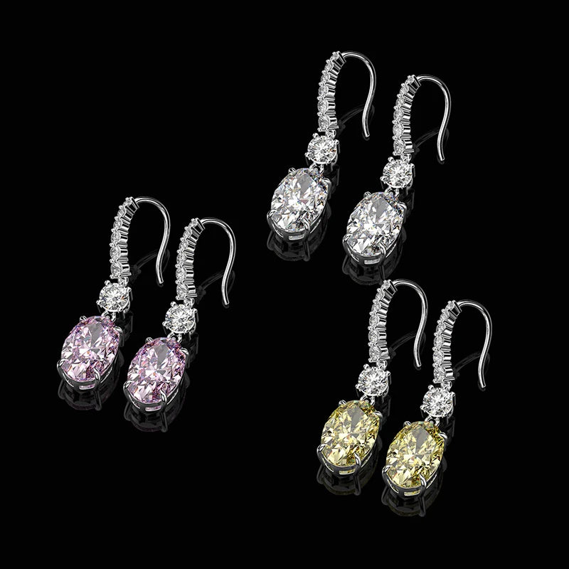 Earring  OEVAS Luxury 100% 925 Sterling Silver 7 CT Created Moissanite Citrine Gemstone Drop Dangle Earrings Fine Jewelry Wholesale