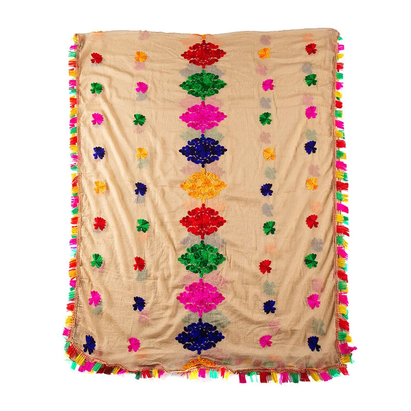 India and Pakistan Clothing 
India Ethnic Styles Lady Embroideried Saree Chiffon Shawl Beautiful Large Multicolour Hijab Comfortable Woman Hijab Scarf