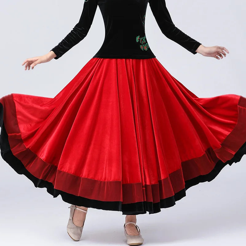 European Clothing
Velvet Flamenco Skirt Women Long Skirt Classical Dance Costume Spanish Bullfight Dress Stage Costume European Clothing DL7380