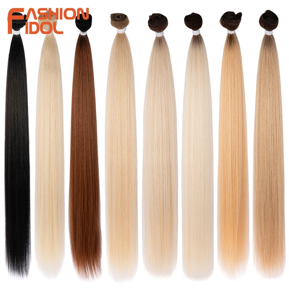 Hair Extensions and Wigs
Bone Straight Hair Extensions Ombre Blonde Hair Bundles Super Long Hair Synthetic 24 Inch Straight Hair Full to End FASHION IDOL