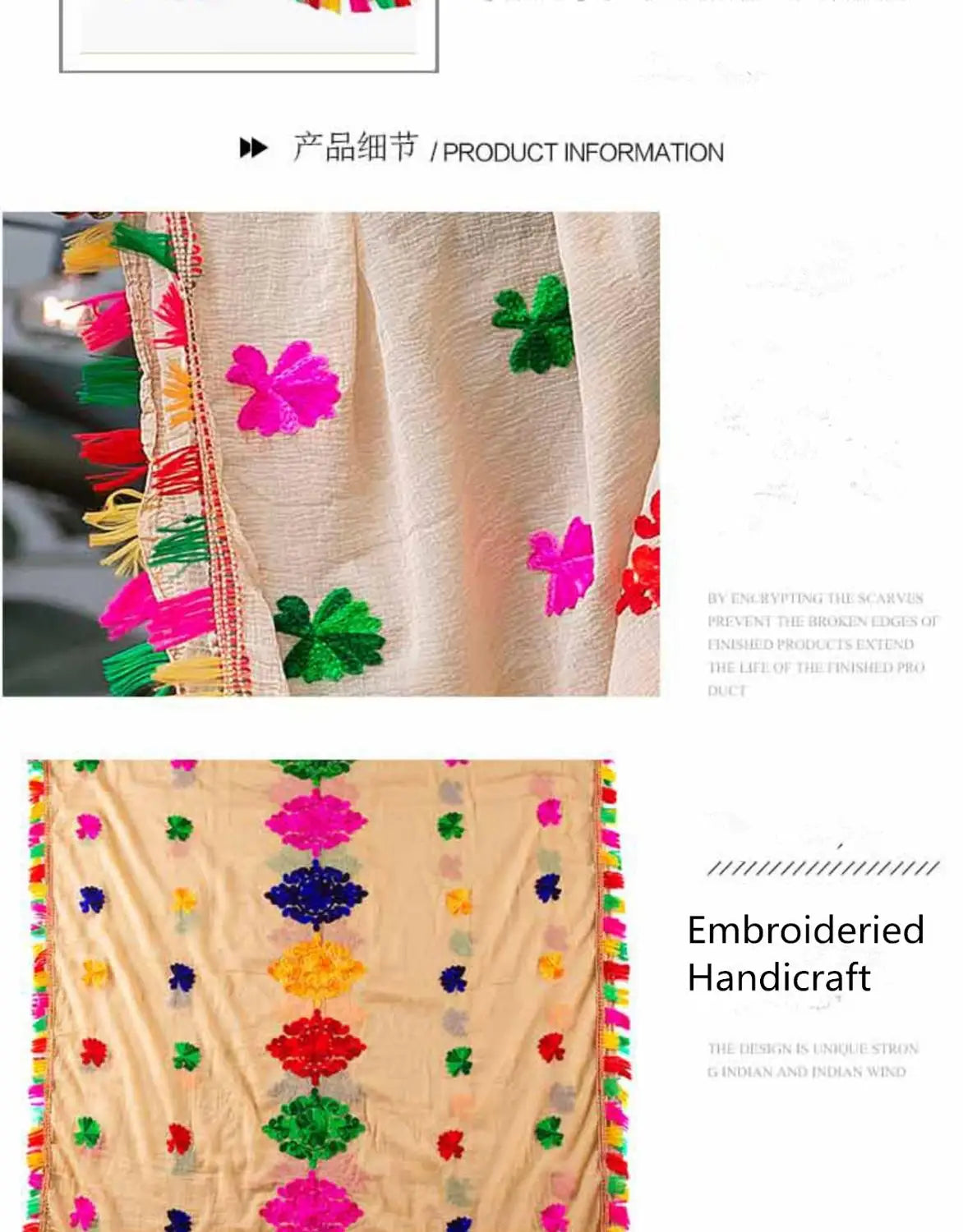 India and Pakistan Clothing 
India Ethnic Styles Lady Embroideried Saree Chiffon Shawl Beautiful Large Multicolour Hijab Comfortable Woman Hijab Scarf