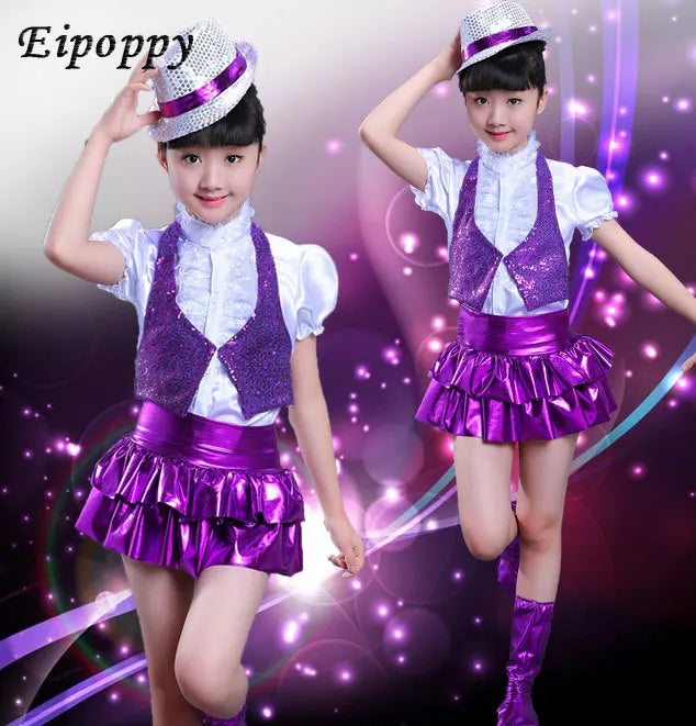 dancers  
New children's jazz dance costumes children's modern dance hip-hop show clothes girls sequins jazz dance suits