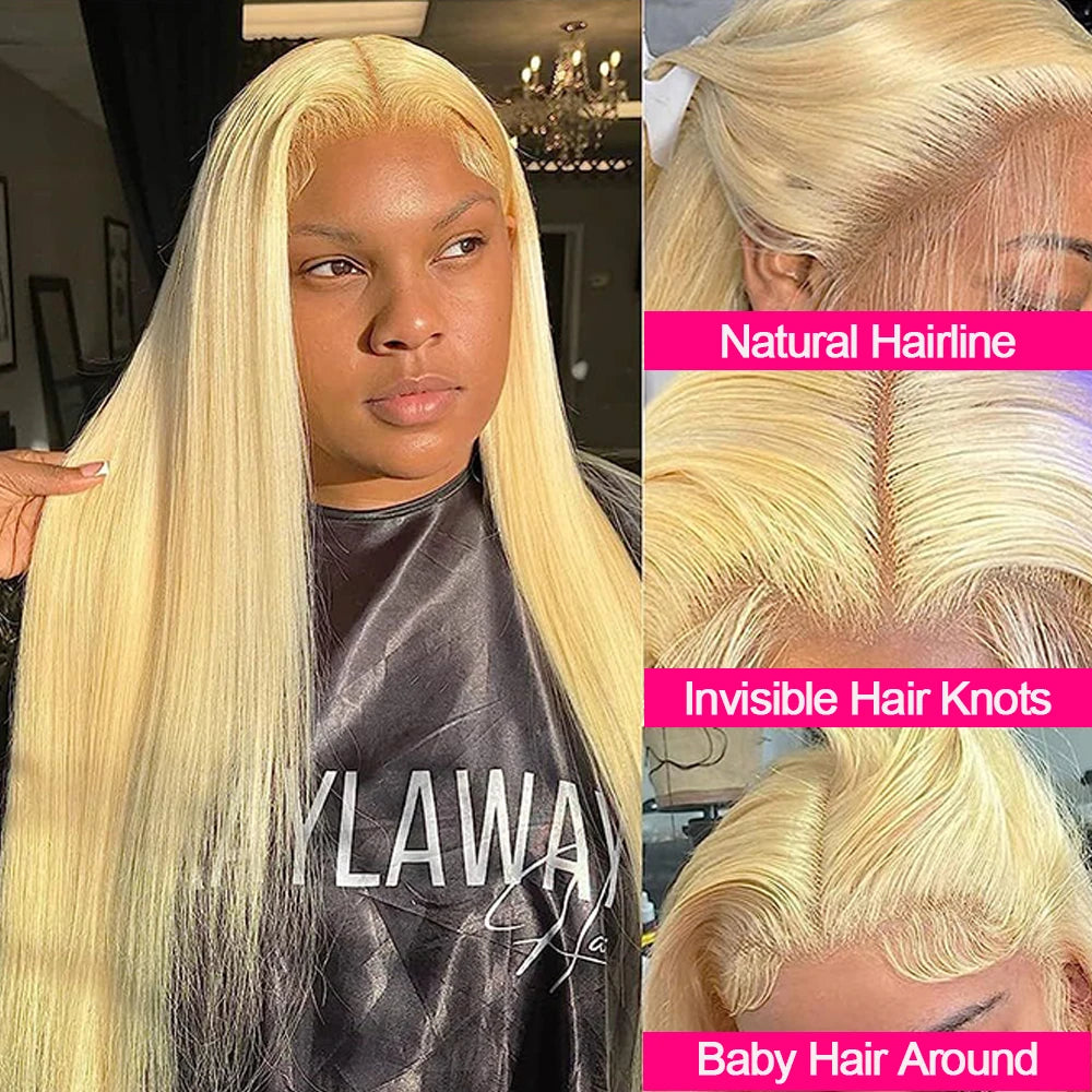 Hair Extensions and Wigs
Blonde 613 13x4 Lace Frontal Human Hair Straight Transparent Lace Front Closure Pre Plucked With Baby Hair Brazilian Remy Hair