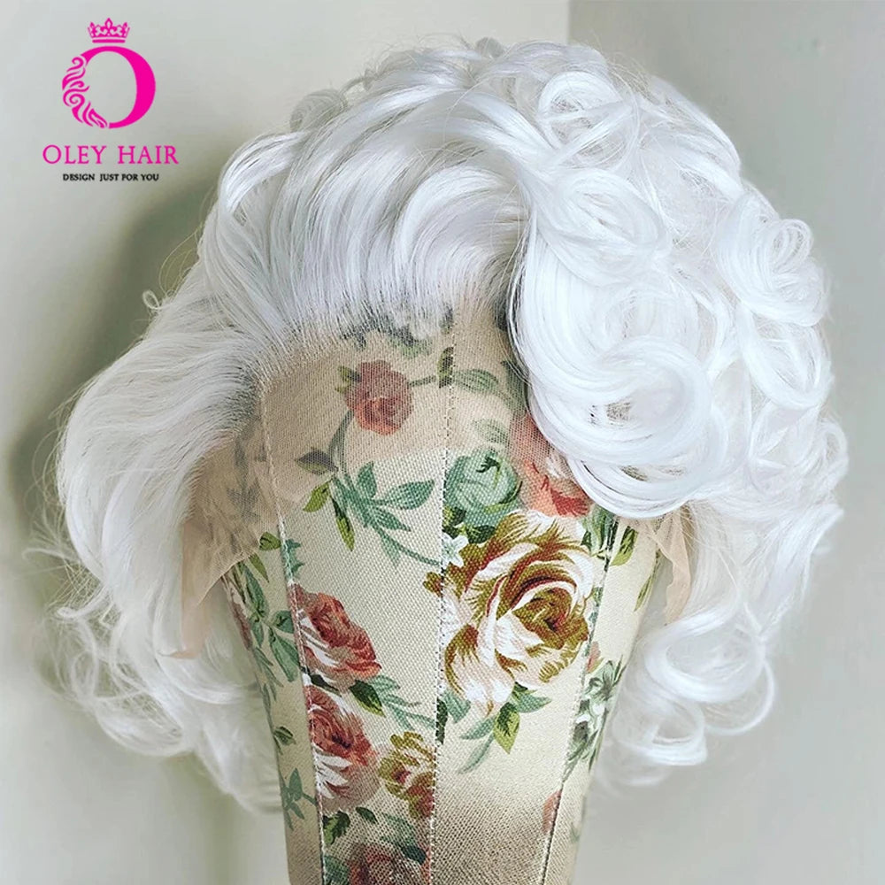 Hair Extensions and Wigs
180 Density White Color Synthetic 13x4 Lace Front Wig Heat Resistant  Glueless Curly  Drag Queen Cosplay Wigs For Black Women