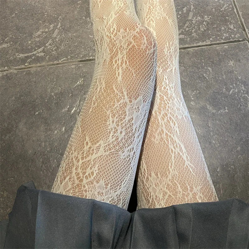 Tights 
Women Rattan Sexy Stockings Club Party Anti-Snagging Flowers Tights Calcetines Fish Net Stocking Fishnet Mesh Lace Pantyhoses