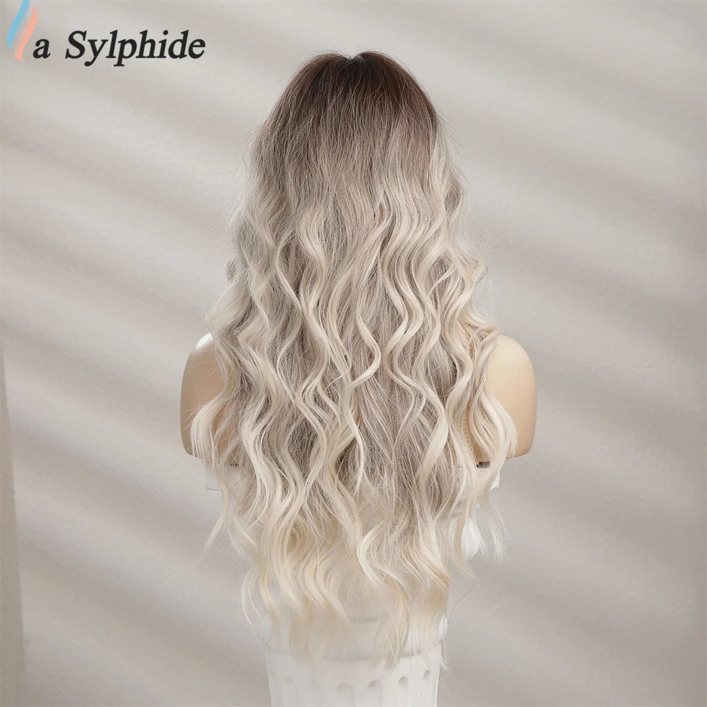 Hair Extensions and Wigs
Long Grey Blonde Wig Synthetic Wig for Women Ombre Blonde Wavy Wig with Bangs Cosplay Daily Party High Temperature Hair