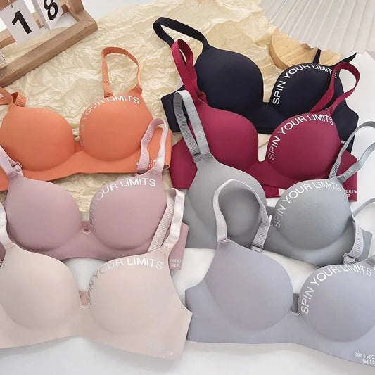 bras
Women's One Piece Fashion Letter Bra Traceless No Steel Ring Gather Bra Comfortable Simple Breathable Beautiful Back Bra