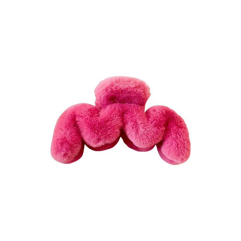 Elegant Look New Plush Hair Claw Women Elegant Acrylic Hairpins Faux Fur Hair Clip Barrette Crab Headwear for Girls Hair Accessories