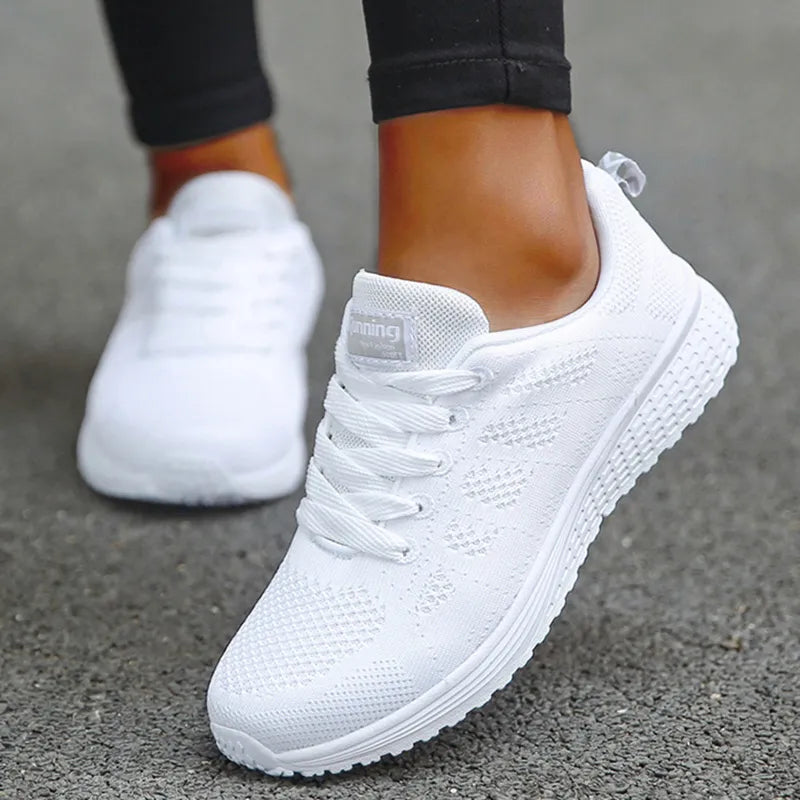 Sneaker women New Fashion Breathable Trainers Comfortable Sneakers Mesh Fabric Lace Up Women's Tennis Shoes For Women