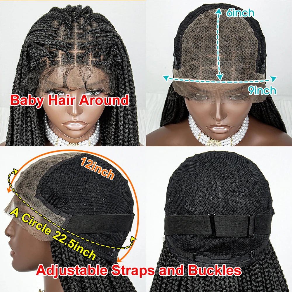 Hair Extensions and Wigs
36 Inches Braided Wigs Synthetic Lace Front Wigs with Baby Hair Braided Wigs with Water Wave for Black Women Long Braided Wig