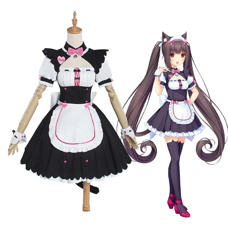 Exotic 
Game Cosplay Cat-girl Paradise NEKOPARA Vanilla Cosplay Costume Woman Maid Outfits Dress+Headwear+Ears+Socks Sexy Costumes