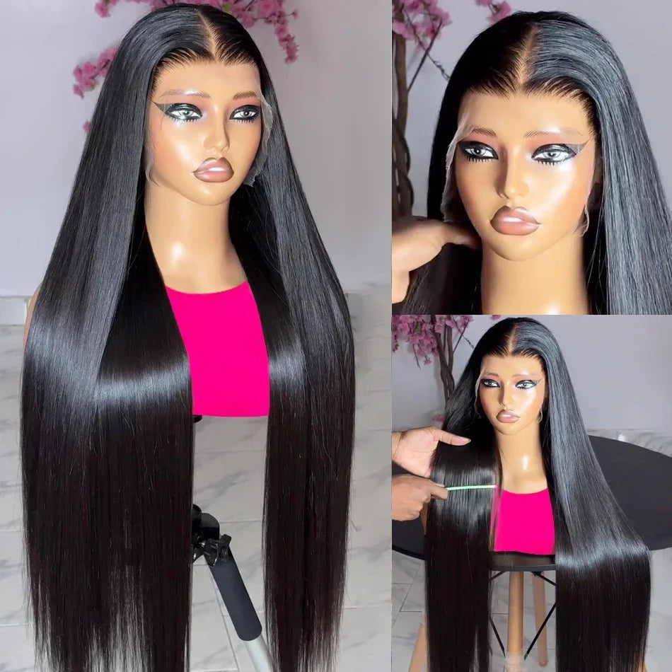 Hair Extensions and Wigs
Straight 13x4 HD Transparent Lace Front Wig 30 40 Inch 13x6 Lace Frontal Wigs Human Hair 250 Density Cheap Wig On Sale Clearance