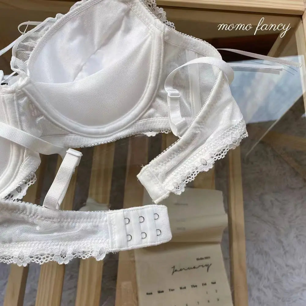 bras
Lolita Prom Solid Color Sweet Bra Sexy Lace Bra Adjustable Gathering Anti-Expansion Bra Sweet Temperament Court Bra