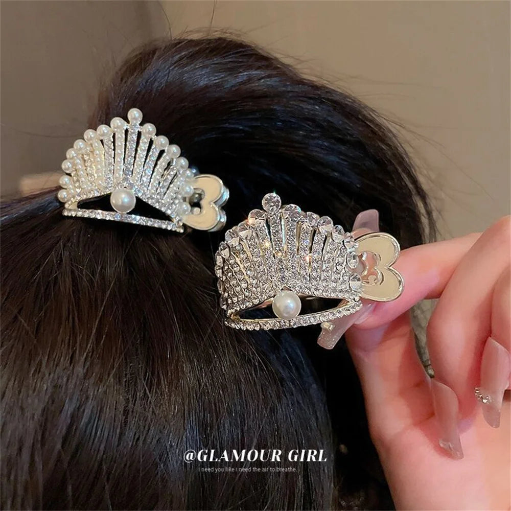 Elegant Look Fashion Zircon Pearl Metal Hair Claw High Ponytail Holder for Women Girls 2022 New Trendy Korea Luxury Hair Clip Accessories