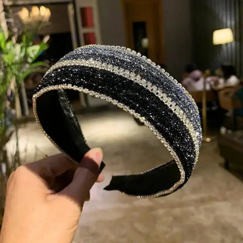 Elegant Look Luxury Crystal Wide Knotted Headband Women Hair Hoops Adult Hair Accessories Sparkly Full Rhinestone Knotted Hair Band Headdress