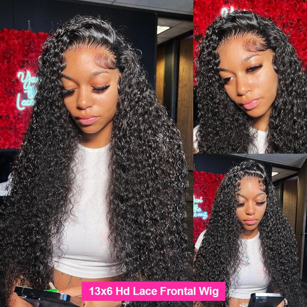 Hair Extensions and Wigs
MELODIE Water Wave Full Frontal Lace Wig 13x6 Transparent Lace Frontal Wig 250 Density Deep Wave Human Hair Wigs For Women