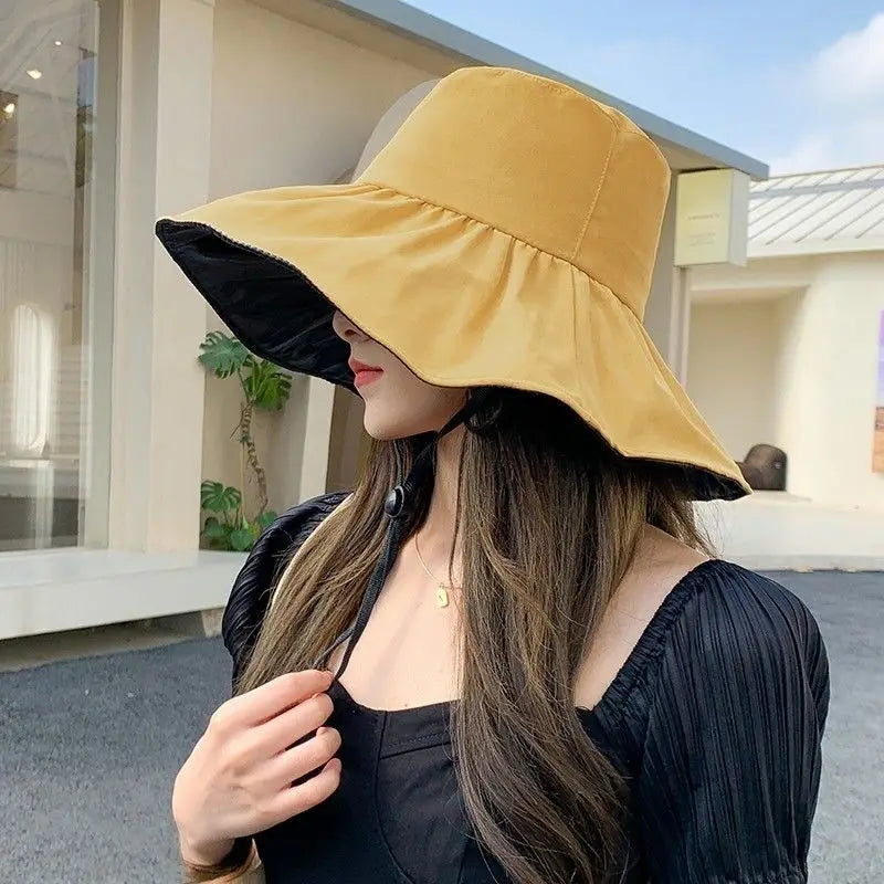 Hat  New Fashion Sunscreen Sun Hat Women Summer Face Cover Veratile UV Protection Fisherman Hat Goes With Luxury Elegant Hat