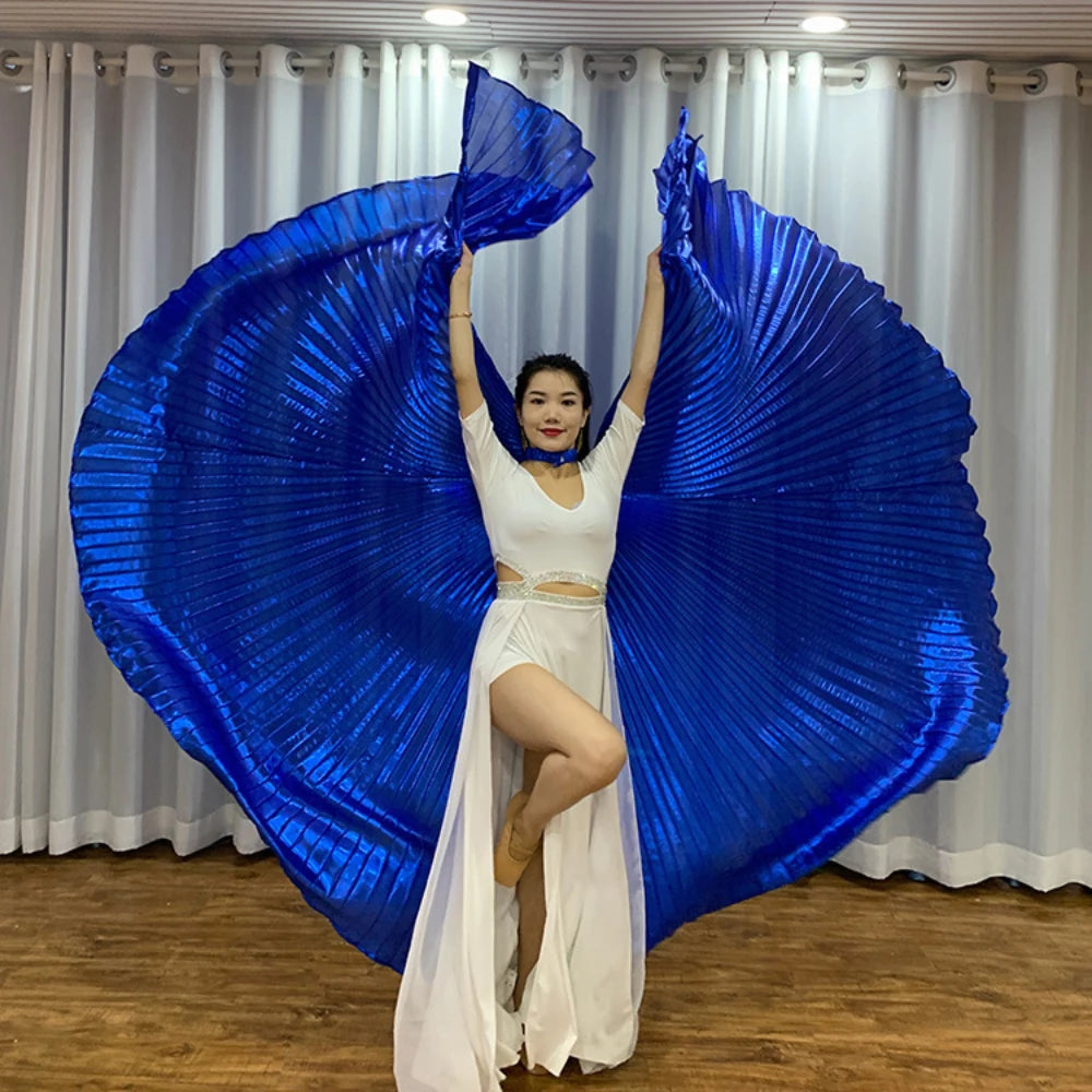 dancers  
Adult Semi-transparent Oriental Dance Props Costume Plus Size Perform Belly Dance Isis Wings 360 Degree Gold Wings Large Version