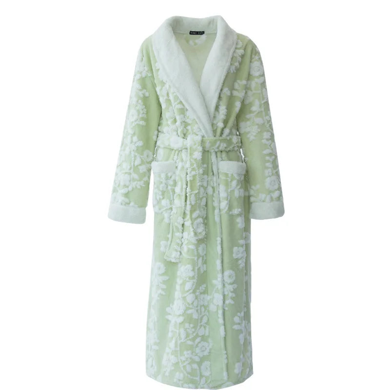 Winter Warm Sleepwear 
Lovers Robe Women Winter Flannel Bathrobe Thicken Warm Kimono Bath Gown Sleepwar Night Wear Plus Size 3XL Nightgown