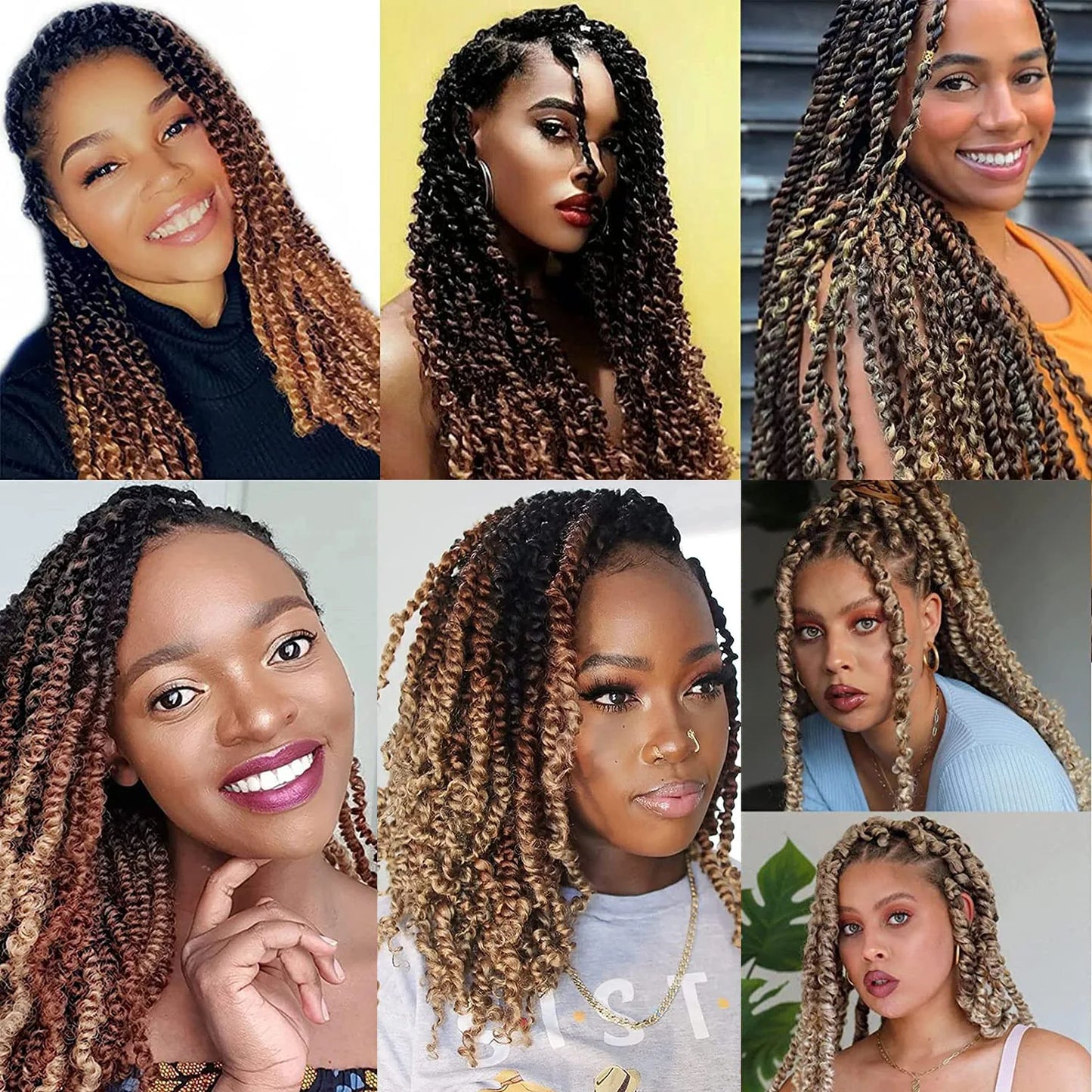 Hair Extensions and Wigs
Pre Separated Springy Afro Twist Hair Ombre Blonde Brown 18 Inch Afro Kinky Marley Twist Braiding Hair Synthetic Crochet Hair