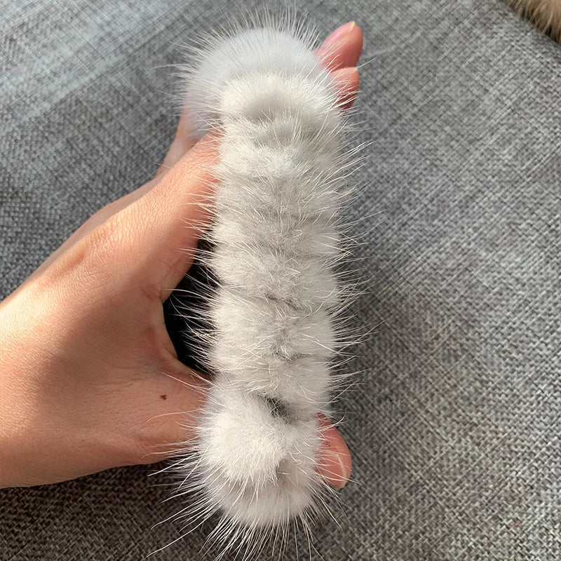 Elegant Look Fashion Hair Rope Real Mink Fur Elastic Bands Woman Luxury Genuine Rubber Band Hair Ring Accessories Fur Fluffy Hair Ties Girls