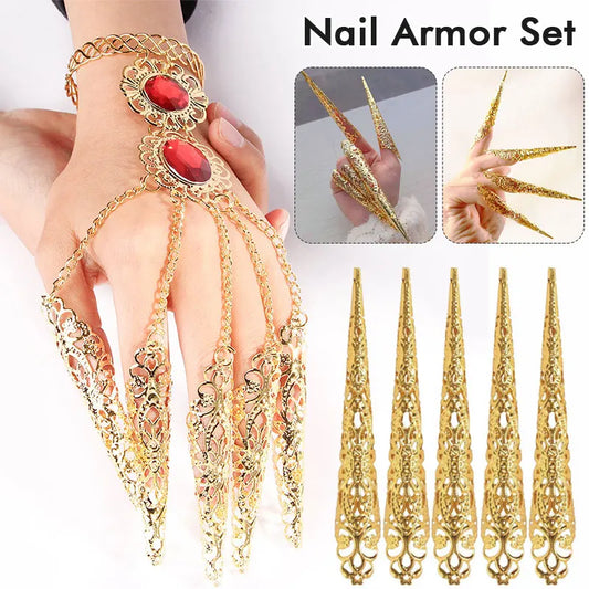 dancers  
Shining Golden Fashion Thai Indian Finger Bracelet Red Crystal Girl's Belly Dance Bracelet Jewelry National Style Maiden Nails