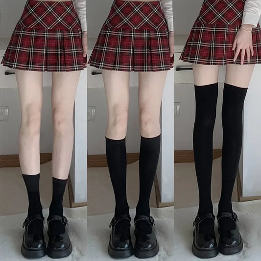 Stockings 
Solid Color Black White Long Socks Stockings JK Japan Style School Girls Thigh High Stockings Lolita Kawaii Cute Knee High Socks