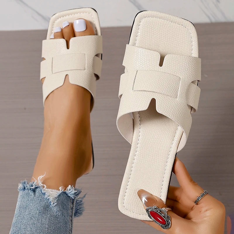 Flat Shoes Women Slippers Fashion Beach Flats Shoes 2024 New Casual Sandals Dress Walking Flip Flops Open Toe Slides Mujer Zapatos