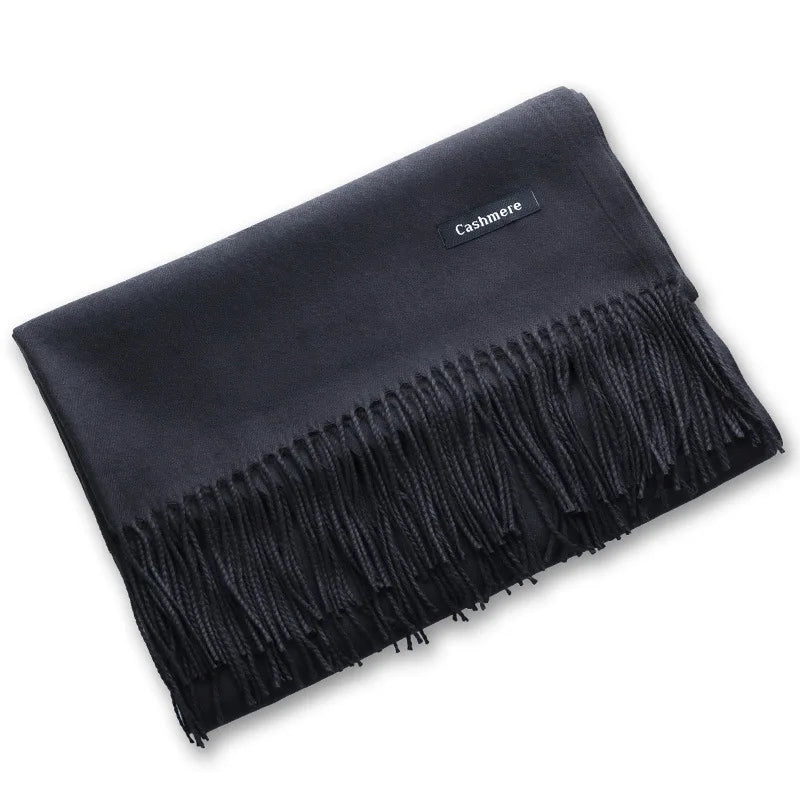 High Quality Multi-purpose Imitation Cashmere Scarf Brushed Solid Color Thickened Scarf long Scarf Winter Cashmere Tassel Shawl Shoulder Girl