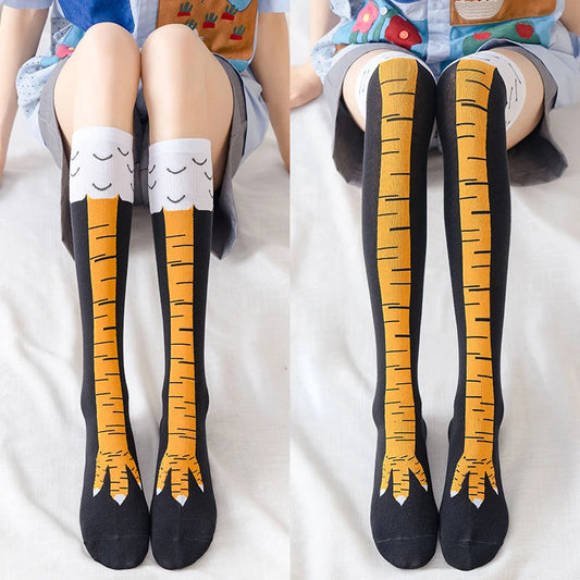 Stockings 
Funny Chicken Paw Stocking Over-knee Pressure Thin Leg Long Stockings Women Spring Autumn Winter Middle High School Girls Socks