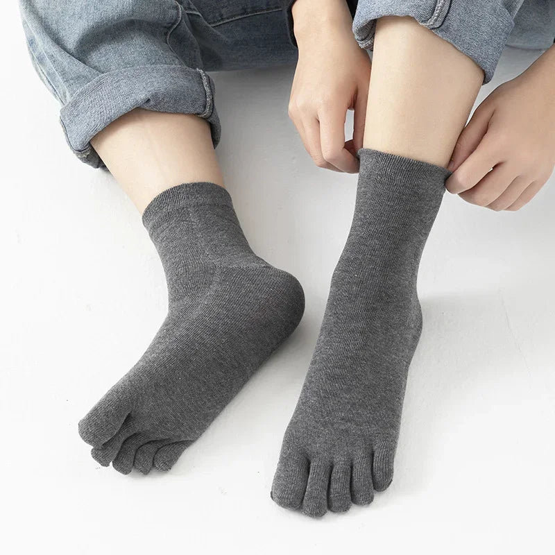 Stockings 
1/2Pairs Unisex Toe Socks Men and Women Five Finger Socks Breathable Cotton Stockings Sports Running Solid Black White Grey Sox