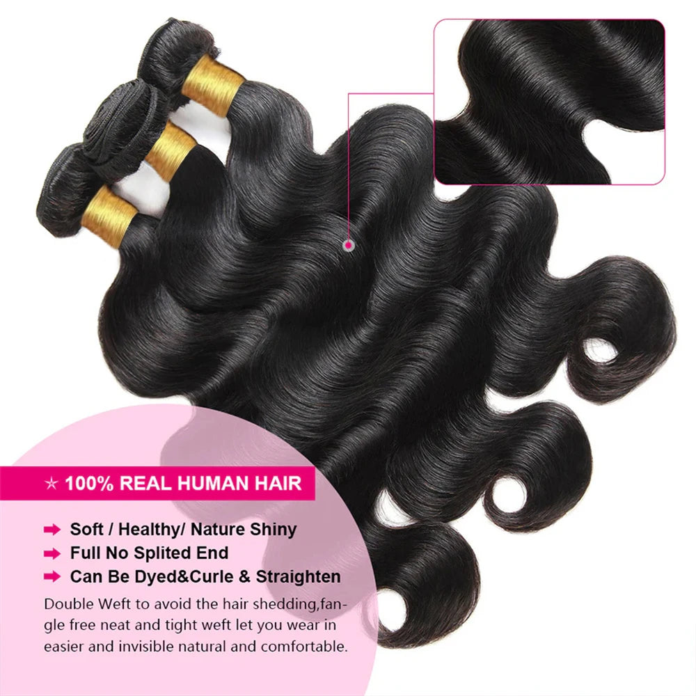 Hair Extensions and Wigs
BeautyQueen 10A Human Hair Bundles Body Wave 3 Bundles 100% Human Hair Unprocessed Raw Hair Bundles Deals Weave Hair Extensions