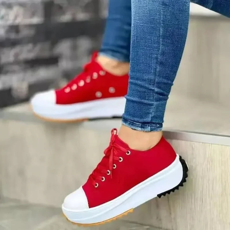 canvas shoes  Sneakers Fashion Platform Women Casual shoes High Quality Lace-Up Feamle Tennis Shoes 35-43