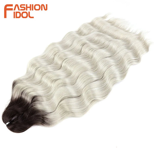 Hair Extensions and Wigs
FASHION IDOL Lena Hair Synthetic Deep Wave Braiding Hair Extensions 24 Inch Water Wave Crochet Braid Hair Ombre Blonde Fake Hair