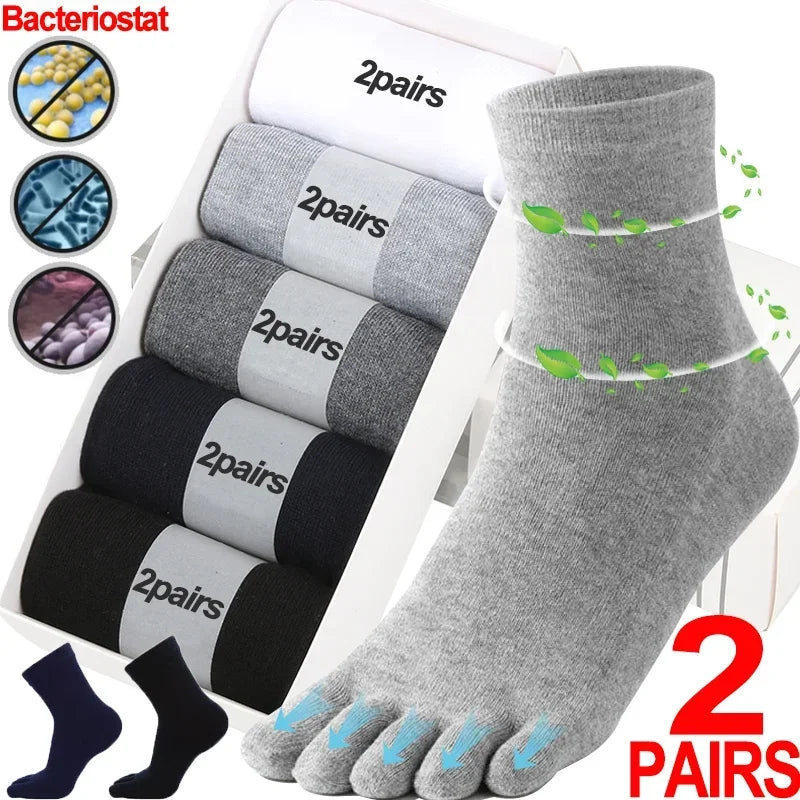 Stockings 
1/2Pairs Unisex Toe Socks Men and Women Five Finger Socks Breathable Cotton Stockings Sports Running Solid Black White Grey Sox