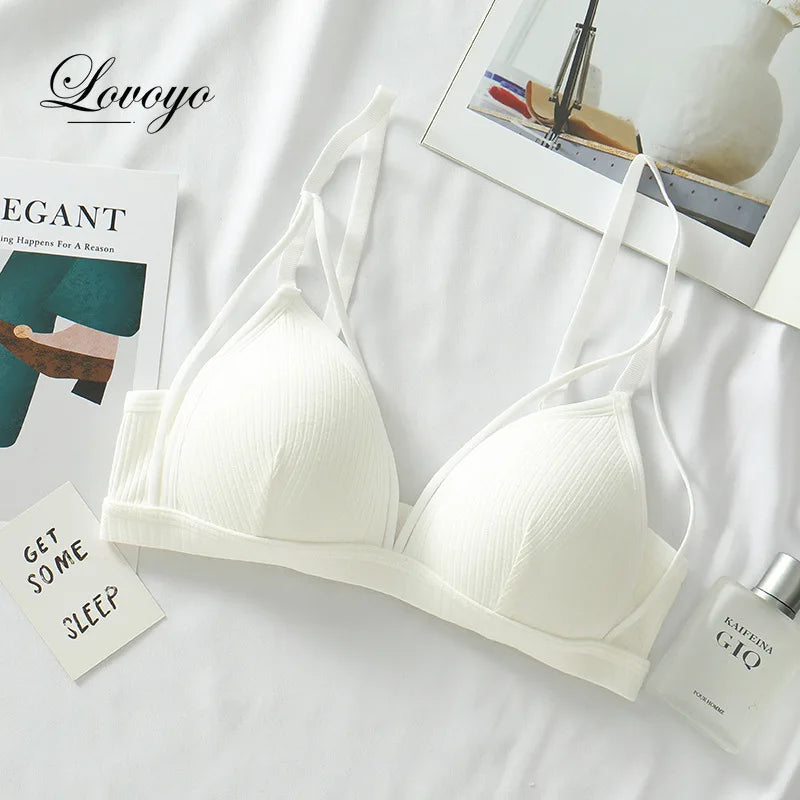 bras
Sexy Women Bra Wire Free Brassiere Push Up Lingerie French Triangle Cup Bra Underwear Thread Top Female Intimates Bralette