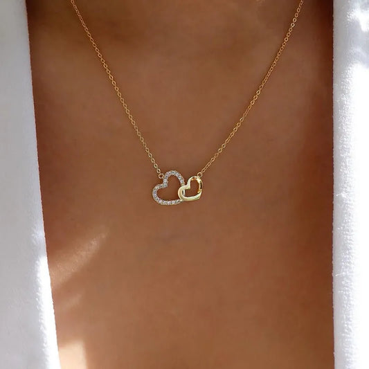 Necklaces Women Simple Elegant Delicacy Love Necklace For Woman INS Style Both Heart-Shape Fashion Clavicle Chain Give Girlfriend Gifts