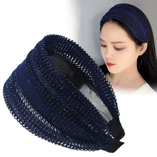 Elegant Look Luxury Solid Wide Headbands For Women Girls Hair Band Hoop Headwear Fashion Soft Elastic Hairbands Female Hair Accessories