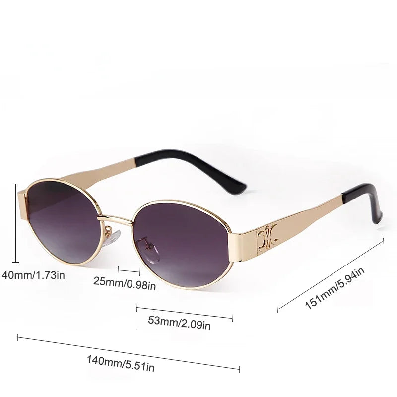 Women's Sunglasses Sunglasses for Women Retro Metal Oval Men Luxury Brand Designer Trendy Punk Round Sun Glasses Female UV400