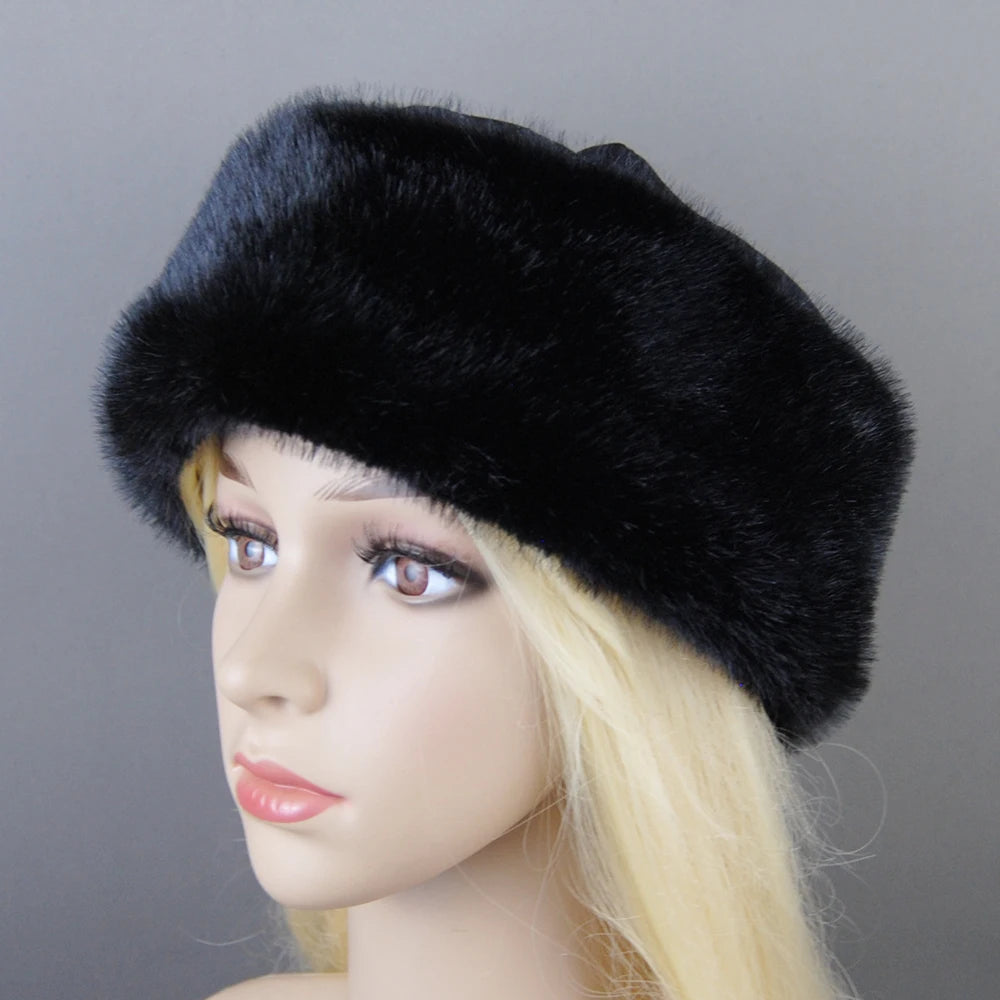 Hat False Fur Fashionable Brand Caps False Mink Fur Hats For Women Warm Russian Winter Hat Luxurious False Mink Fur Cap