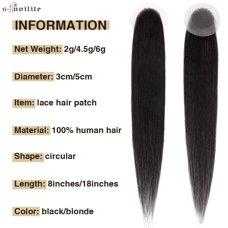 Hair Extensions and Wigs
S-noilite 8Inch Lace Hair Patch Hair Toppers Hand Crochet Natural Human Hair Replacement Capillary Prothesis Invisible Hairpiece