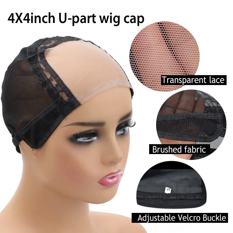 Hair Extensions and Wigs
4x4 U Part Lace Wig Cap For Making Wigs Mesh Silk Base Dome Cap Swiss Lace Weave Cap Hairnet Ventilated Wig Cap S M L Size