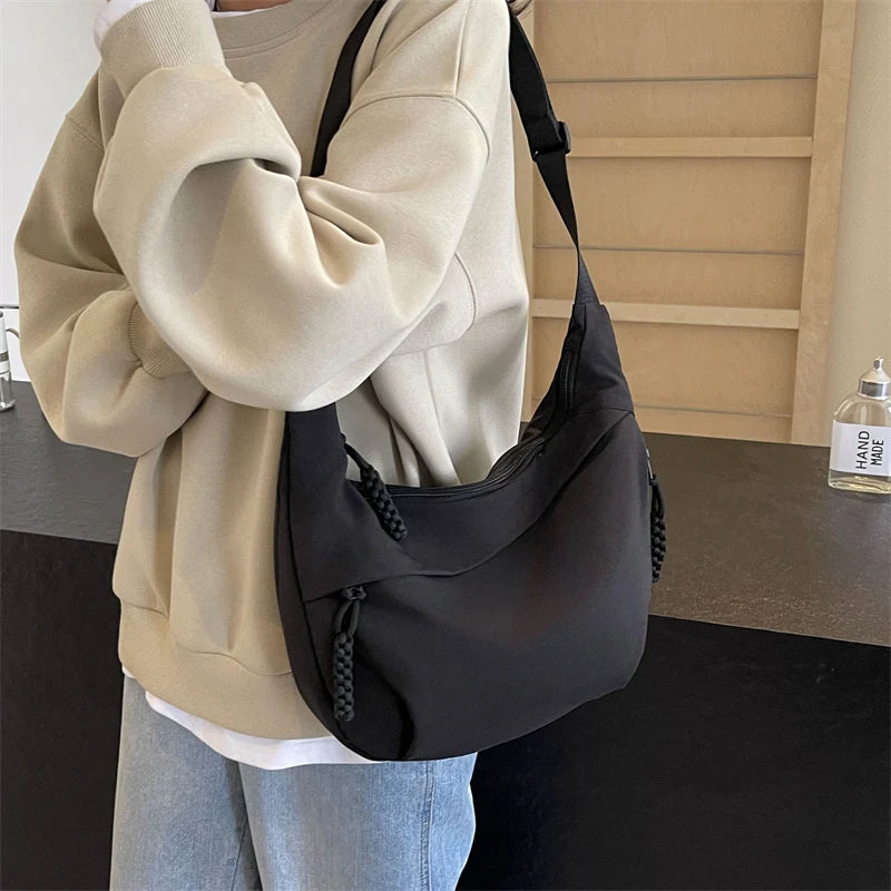 Handbags Women Casual Crossbody Bags Nylon Fabric Multi Pockets Large Capacity Shoulder Hobo Bag 2024 Summer Latest Fashion Messenger Bag