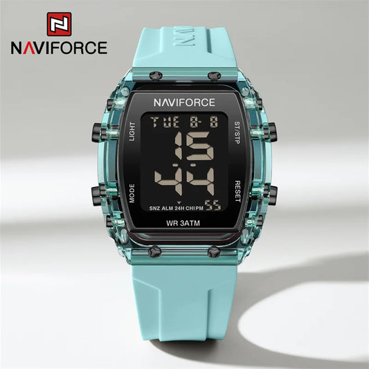 Women Watch NAVIFORCE Women Sports Watches Waterproof LCD Digital Silicone Bracelet Female Wristwatches Luminous Alarm Electronic Clock 2023