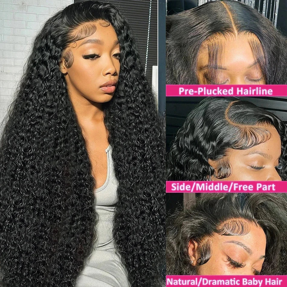 Hair Extensions and Wigs
250% Deep Wave 13x6 HD Lace Frontal Wig Brazilian Curly Human Hair Wigs For Women Lace Front Human Hair Wig Pre Plucked 34 Inch