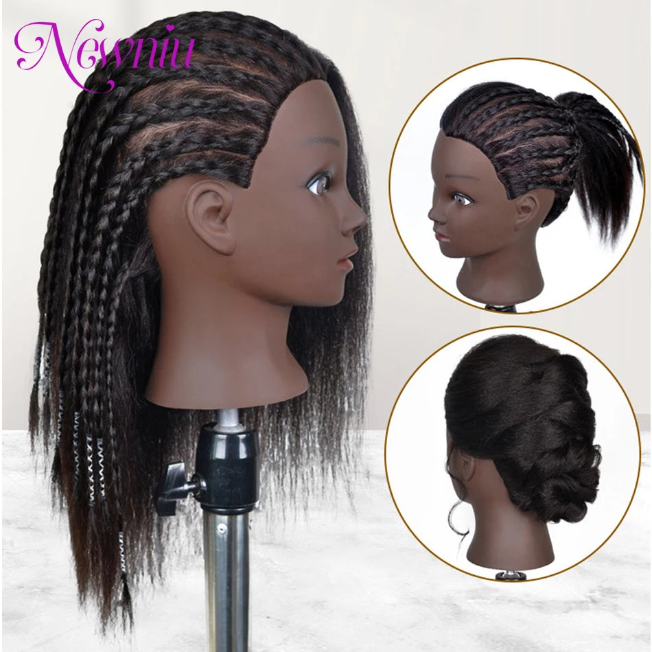 Hair Extensions and Wigs
Afro Mannequin Heads With 100%Real Hair With Adjustable Tripod Hairdressing Dolls Training Head For Practice Styling Braiding