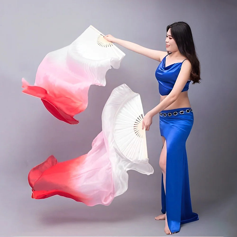 dancers  
1 Pair Dance Fans Portable Belly Dance Fan Dance Performance Wedding Long Fans Gradient Color