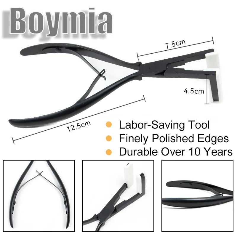 Hair Extensions and Wigs
7 inch Black Stainless Steel Pliers for tape hair extension Tape Sealing Pliers Iron for remove tape on Hair Extensions BOYMIA